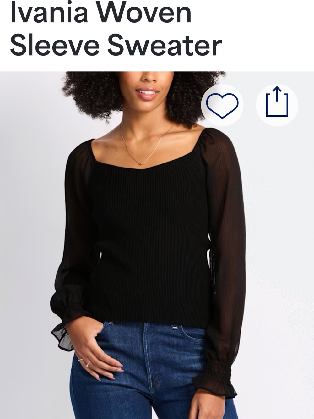 Ivania Sheer Woven Sleeve Sweater - Black